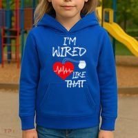 I'm Wired Like That Pacemaker Joke Heart Disease Awareness Funny Gift Kids Hoodie thumb 3