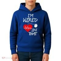 I'm Wired Like That Pacemaker Joke Heart Disease Awareness Funny Gift Kids Hoodie thumb 4