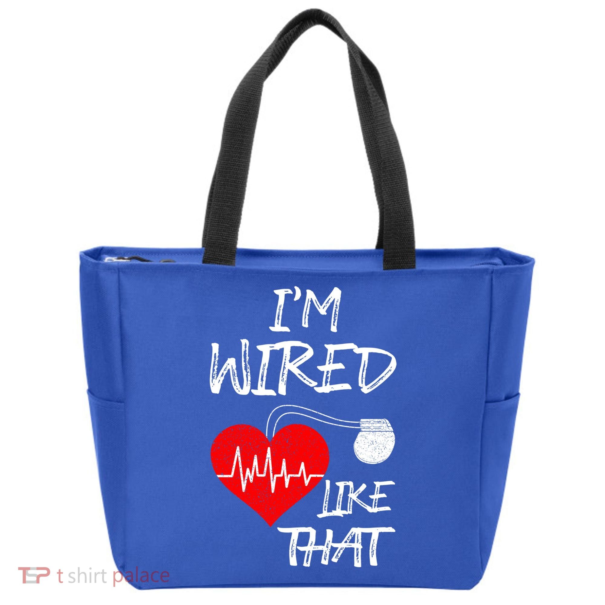 I'm Wired Like That Pacemaker Joke Heart Disease Awareness Funny Gift Tote Bag