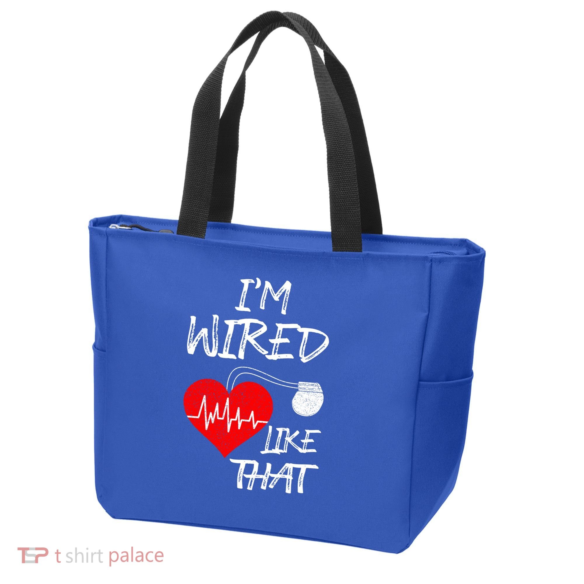 I'm Wired Like That Pacemaker Joke Heart Disease Awareness Funny Gift Tote Bag