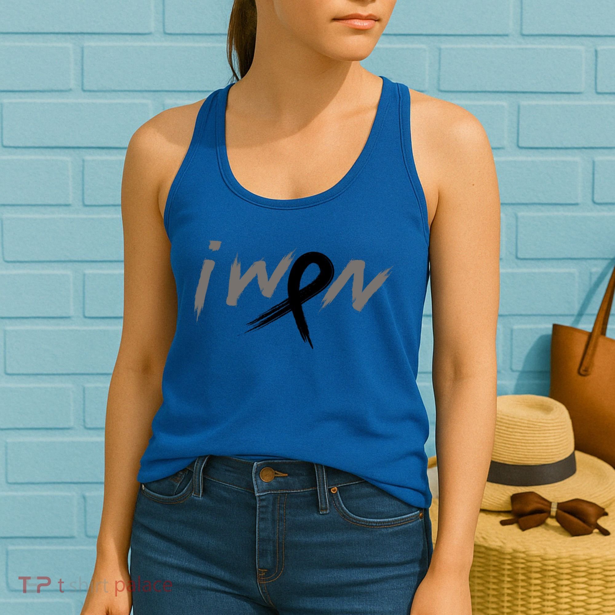 I Won Melanoma Skin Cancer Awareness Ribbon Support Gift Women's Tank Top
