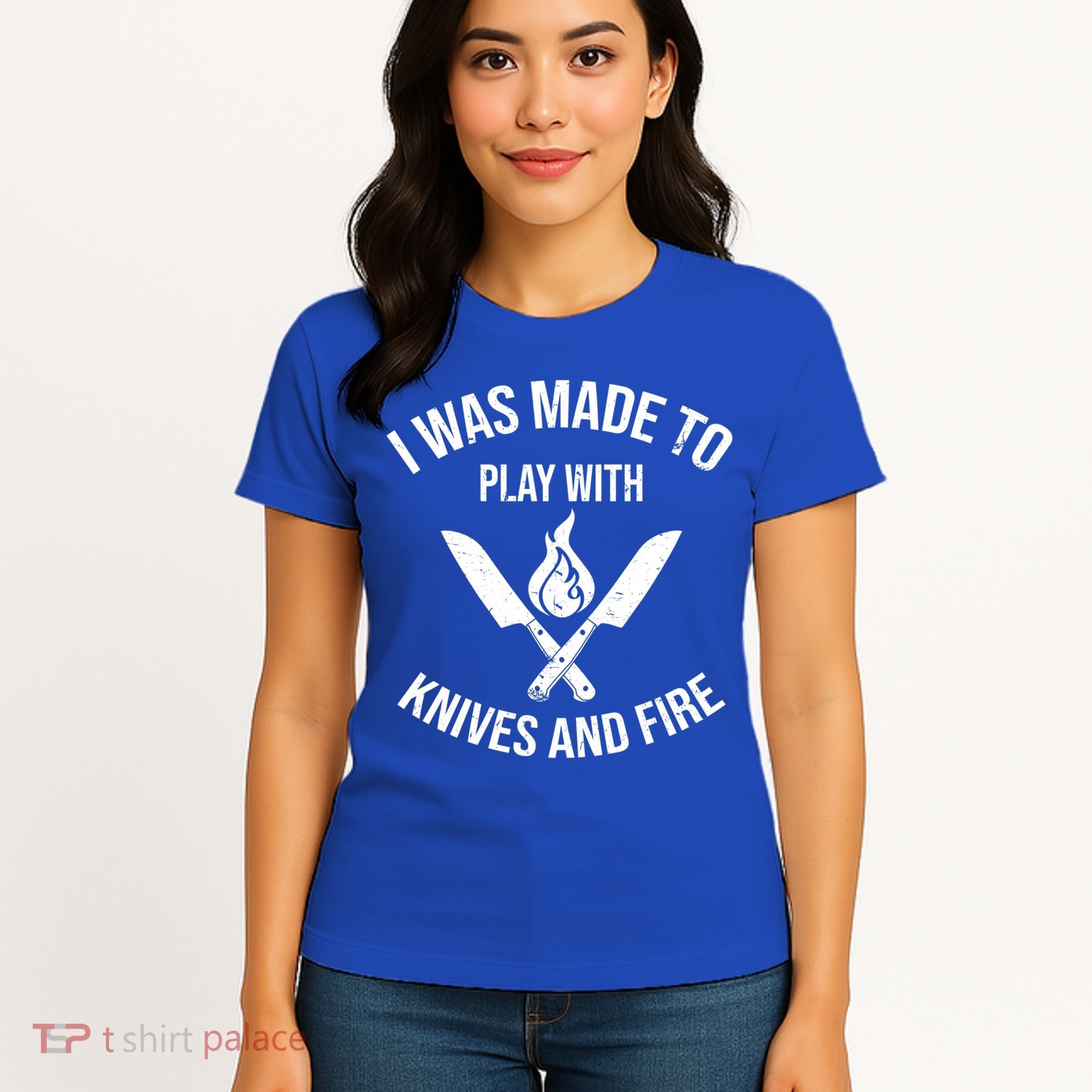 I Was Made To Play With Knives And Fire Cool Culinary Chef Cute Gift Women's T-Shirt