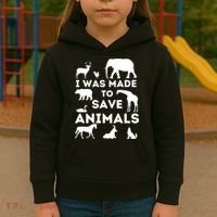 I Was Made To Save Animals Animal Rescue Protection Kids Hoodie thumb 3