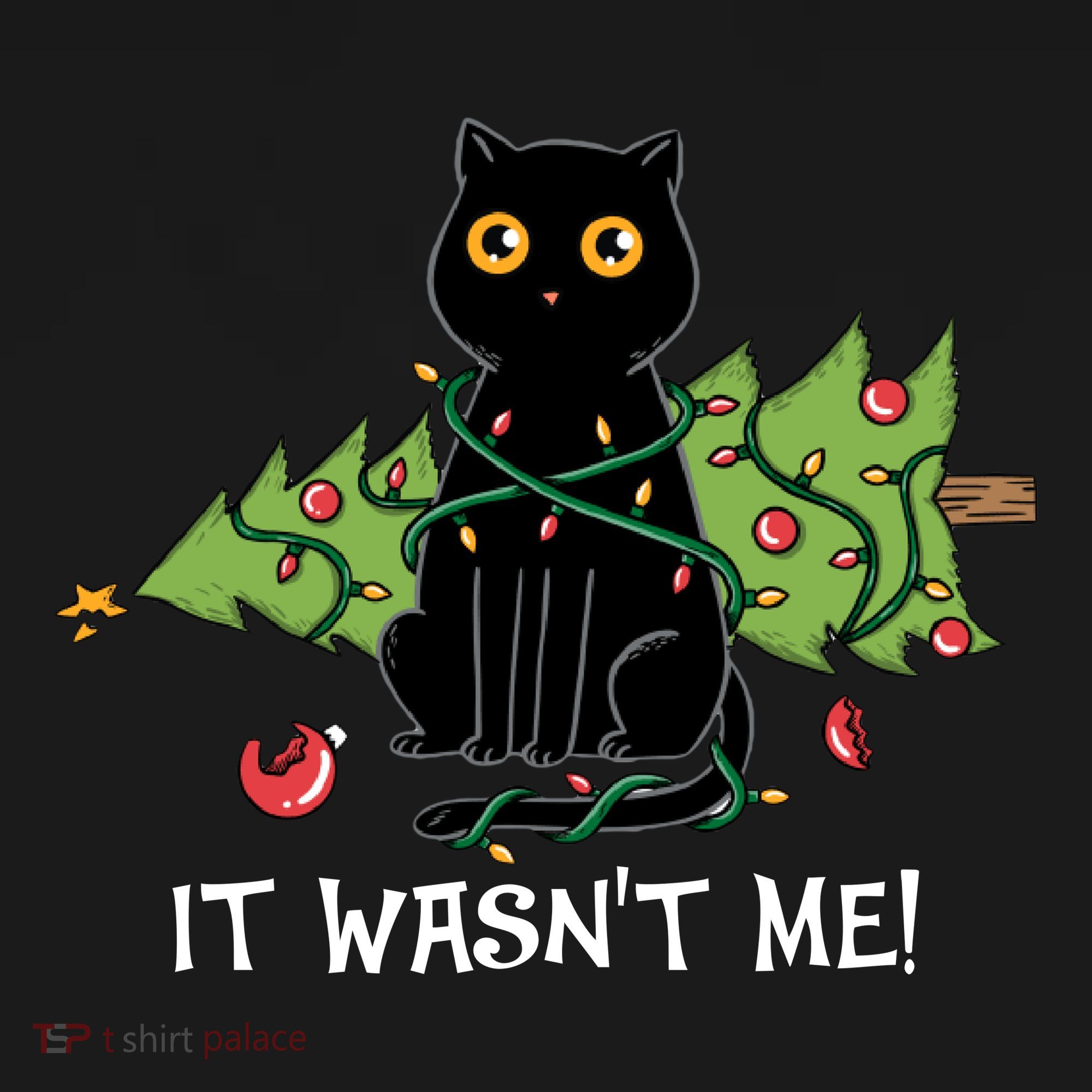 It Wasnt Me Christmas Tree Funny Cat Apron