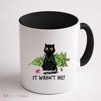 It Wasnt Me Christmas Tree Funny Cat Coffee Mug thumb 1