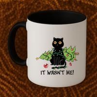 It Wasnt Me Christmas Tree Funny Cat Coffee Mug thumb 2