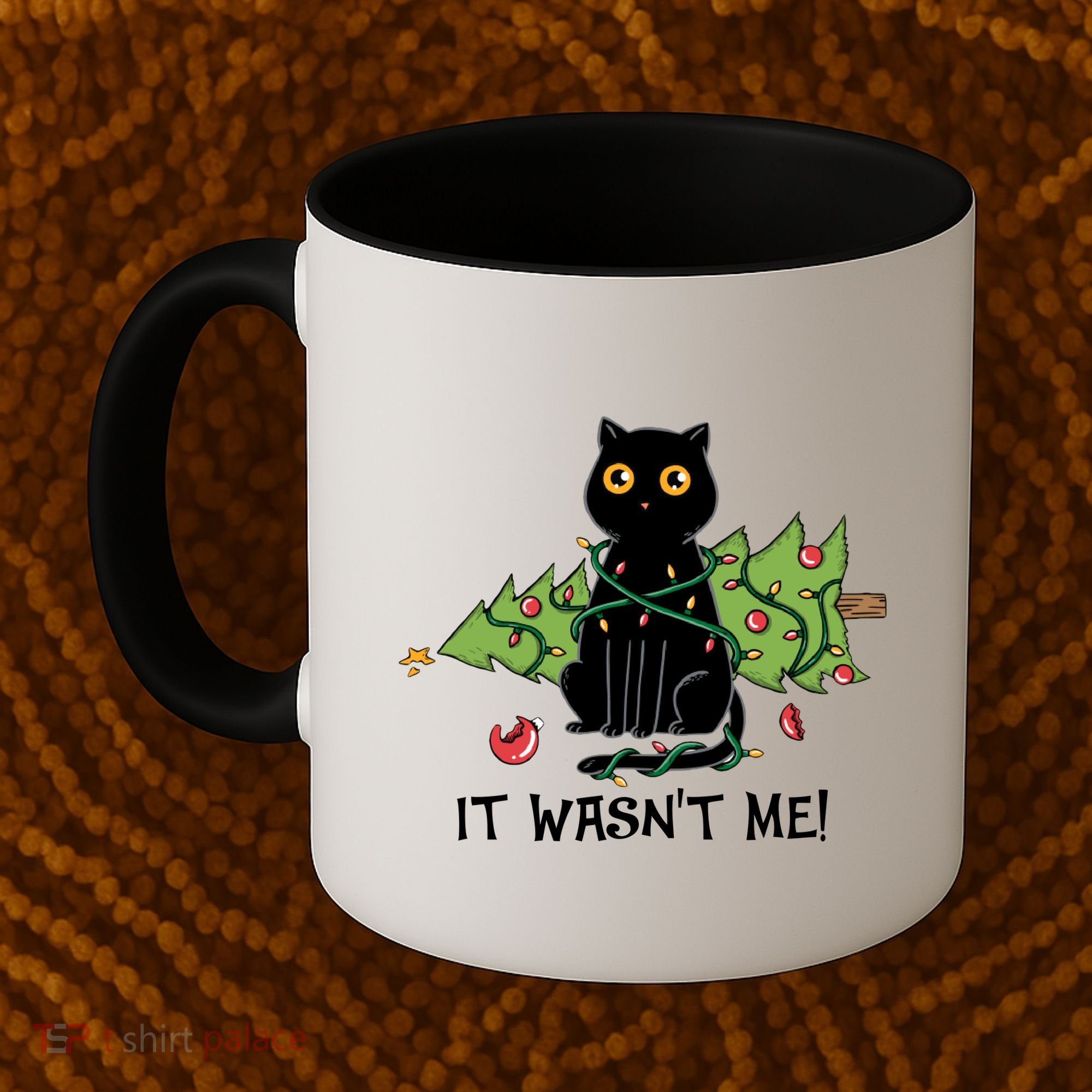 It Wasnt Me Christmas Tree Funny Cat Coffee Mug
