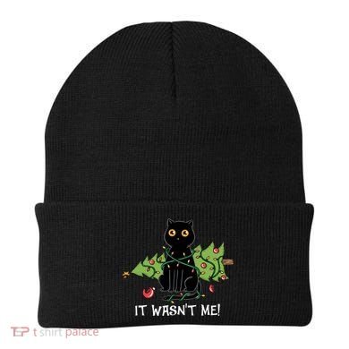 It Wasnt Me Christmas Tree Funny Cat Beanie