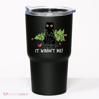 It Wasnt Me Christmas Tree Funny Cat Tumbler