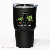 It Wasnt Me Christmas Tree Funny Cat Tumbler thumb 0