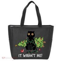 It Wasnt Me Christmas Tree Funny Cat Tote Bag thumb 0