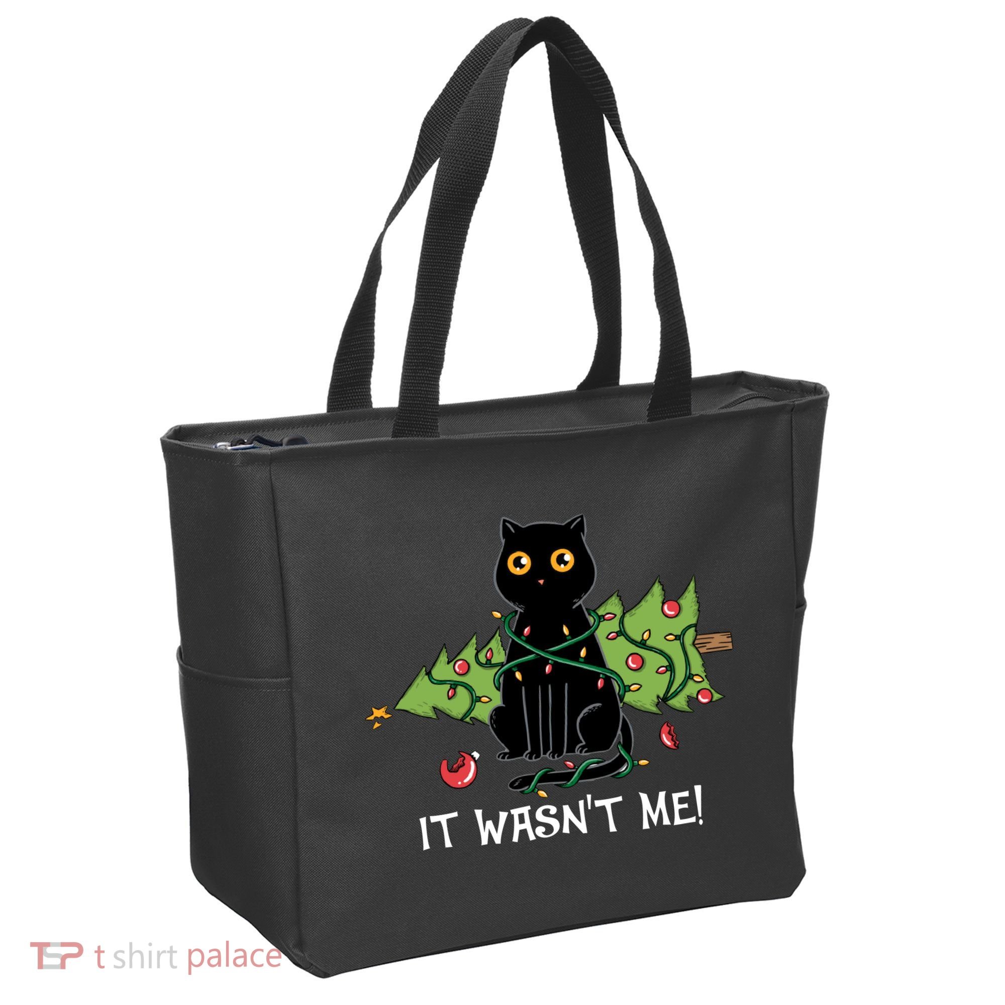 It Wasnt Me Christmas Tree Funny Cat Tote Bag