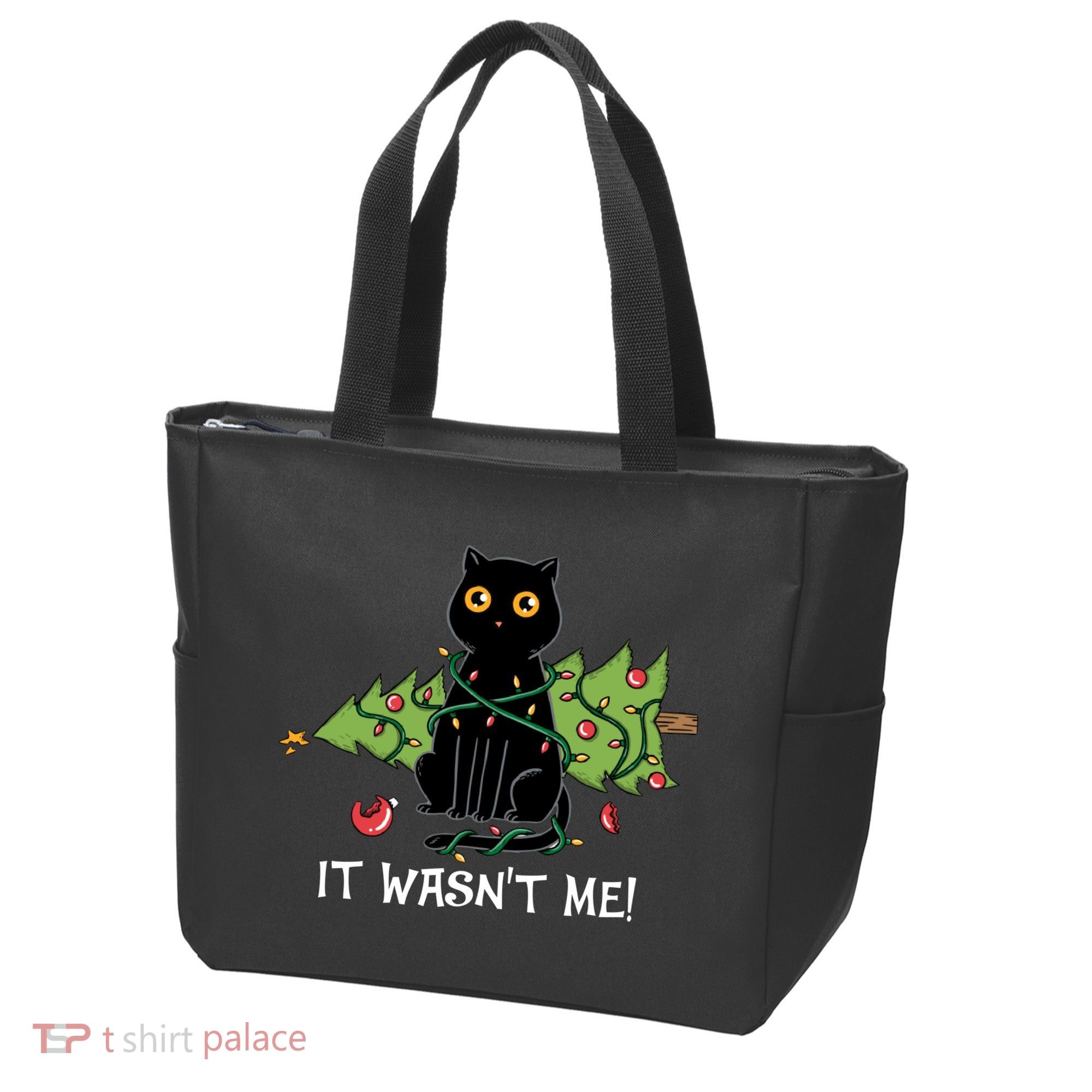 It Wasnt Me Christmas Tree Funny Cat Tote Bag