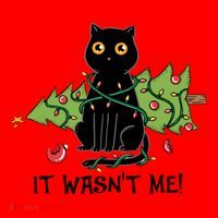 It Wasnt Me Christmas Tree Funny Cat Santa Hat thumb 1