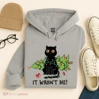 It Wasnt Me Christmas Tree Funny Cat Hoodie thumb 4