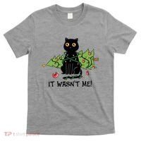 It Wasnt Me Christmas Tree Funny Cat T-Shirt thumb 0