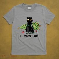 It Wasnt Me Christmas Tree Funny Cat T-Shirt thumb 5