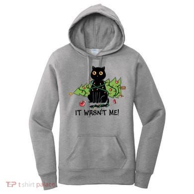 It Wasnt Me Christmas Tree Funny Cat Women's Hoodie