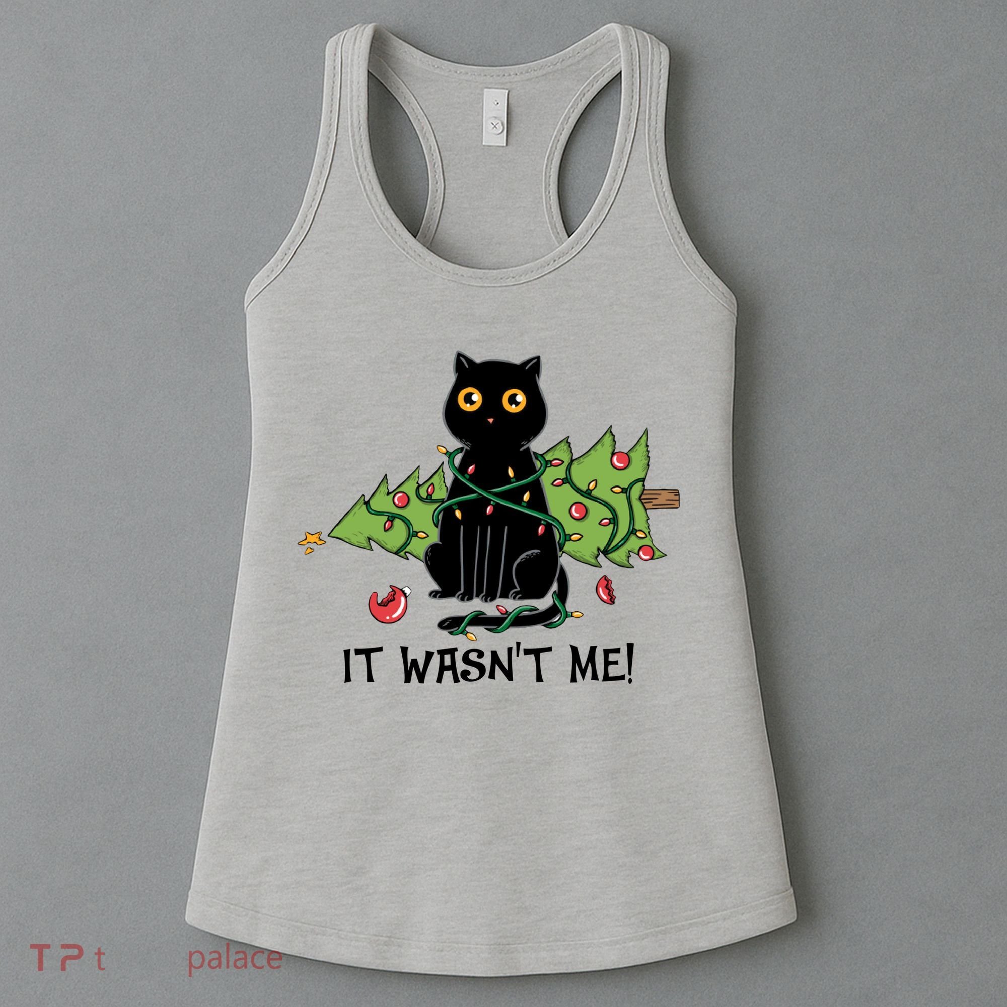 It Wasnt Me Christmas Tree Funny Cat Women's Tank Top