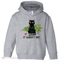 It Wasnt Me Christmas Tree Funny Cat Toddler Hoodie thumb 0