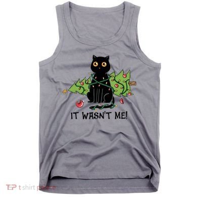 It Wasnt Me Christmas Tree Funny Cat Tank Top