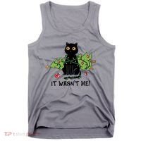 It Wasnt Me Christmas Tree Funny Cat Tank Top thumb 0