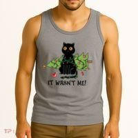 It Wasnt Me Christmas Tree Funny Cat Tank Top thumb 3