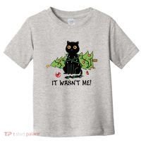 It Wasnt Me Christmas Tree Funny Cat Toddler T-Shirt thumb 0