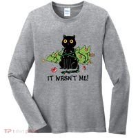 It Wasnt Me Christmas Tree Funny Cat Women's Long Sleeve Shirt thumb 0