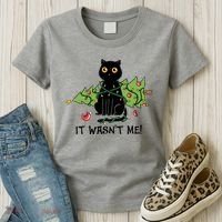 It Wasnt Me Christmas Tree Funny Cat Women's T-Shirt thumb 3