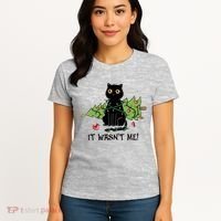 It Wasnt Me Christmas Tree Funny Cat Women's T-Shirt thumb 4