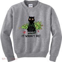 It Wasnt Me Christmas Tree Funny Cat Kids Sweatshirt thumb 0