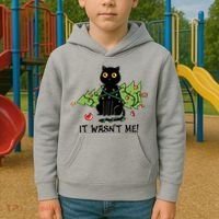 It Wasnt Me Christmas Tree Funny Cat Kids Hoodie thumb 2