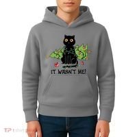 It Wasnt Me Christmas Tree Funny Cat Kids Hoodie thumb 4