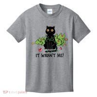 It Wasnt Me Christmas Tree Funny Cat Kids T-Shirt thumb 0