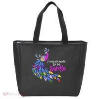 I Was Not Made To Be Subtle Peacock Tote Bag thumb 0