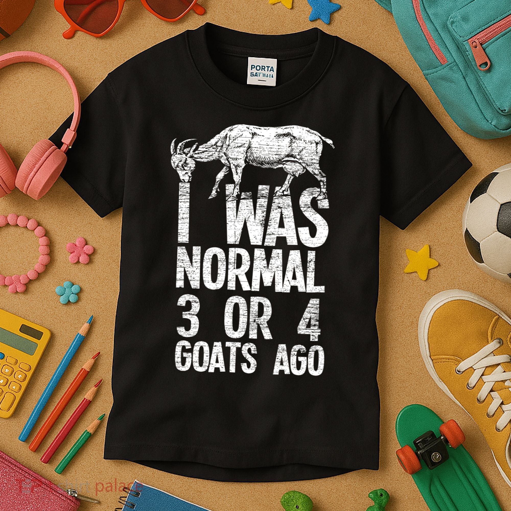 I Was Normal 3 Or 4 Goats Ago Goat Kids T-Shirt