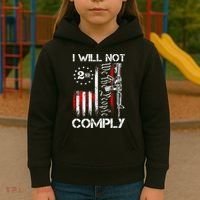 I Will Not Comply 2nd Amendment Gun Owner Kids Hoodie thumb 3