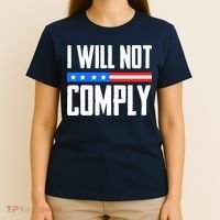 I Will Not Comply No Mandates American Flag Medical Freedom T-Shirt thumb 4