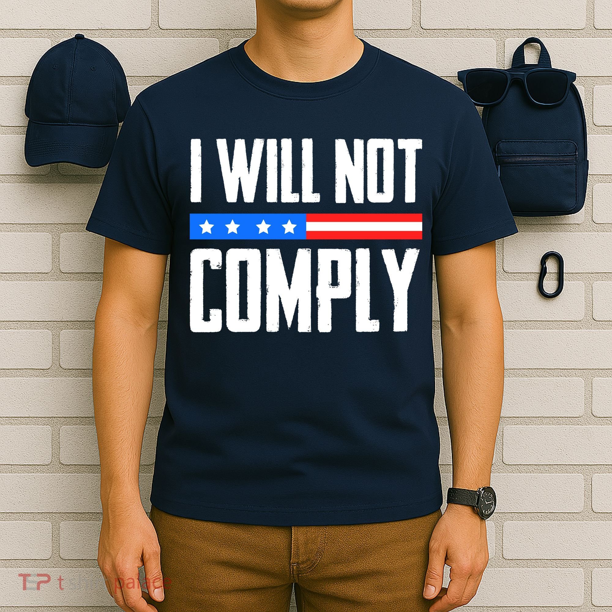I Will Not Comply No Mandates American Flag Medical Freedom T-Shirt