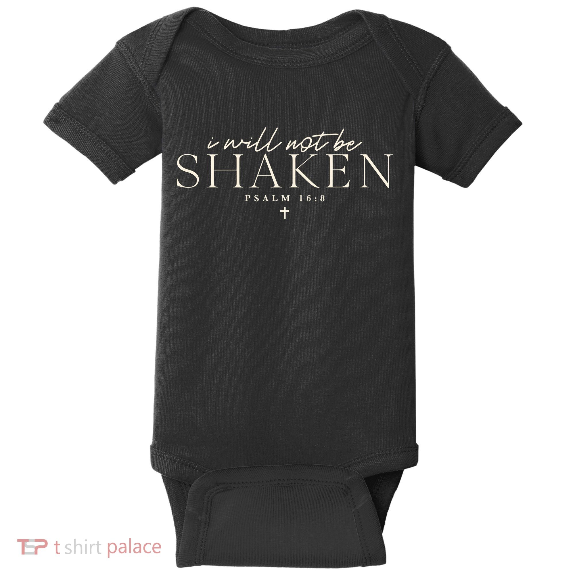 I Will Not Be Shaken Christian Minimal Baby Bodysuit