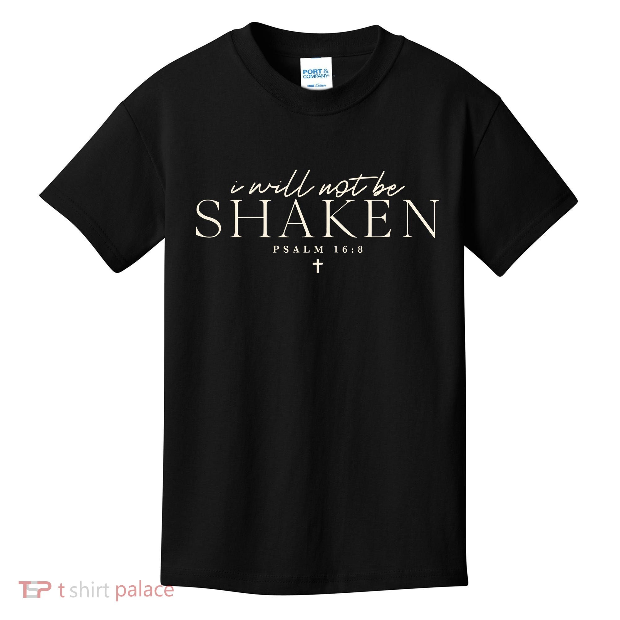 I Will Not Be Shaken Christian Minimal Kids T-Shirt