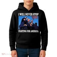 I Will Never Stop Fighting For America Kids Hoodie thumb 4