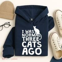 I Was Normal Three Cats Ago LOL Funny Cat Hoodie thumb 4