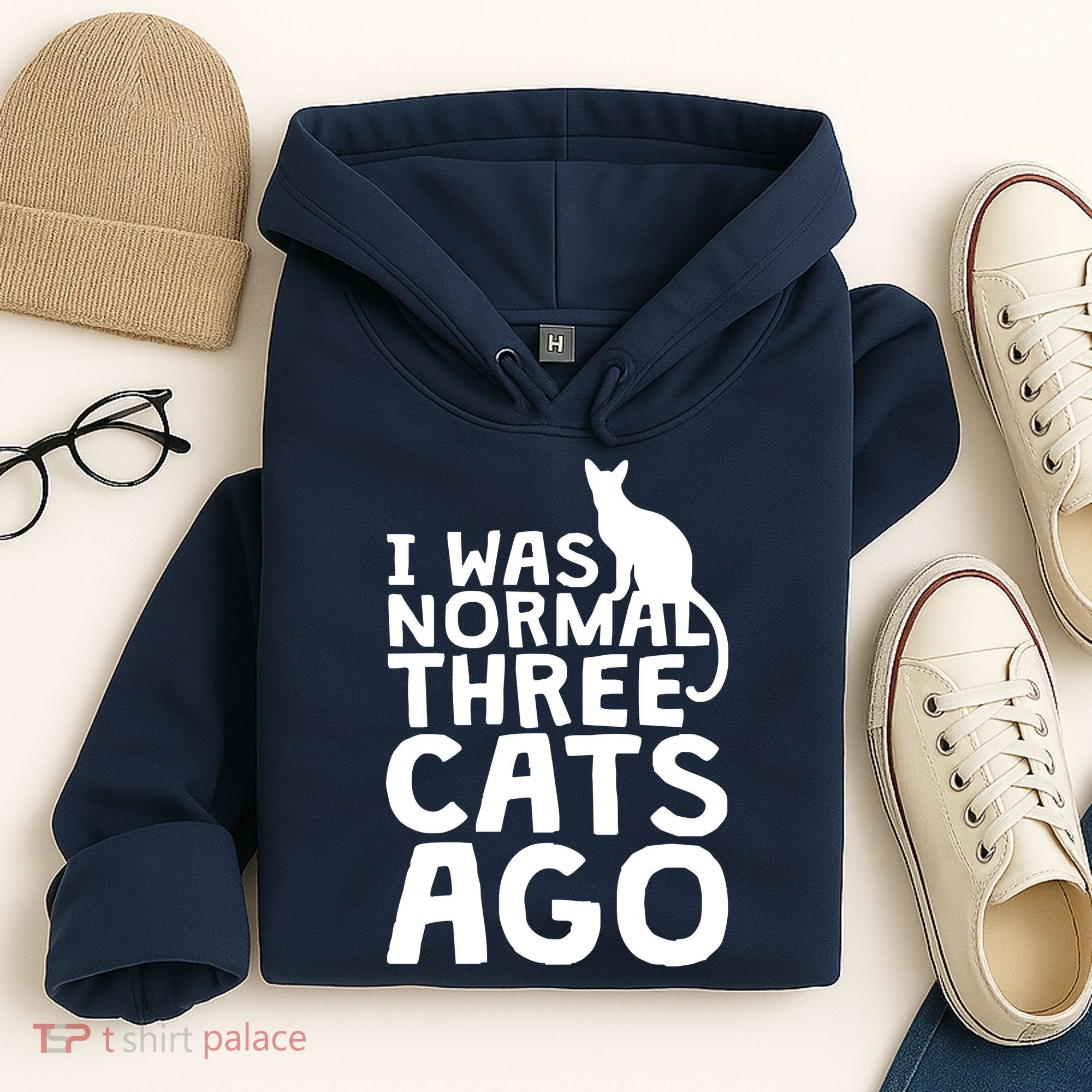 I Was Normal Three Cats Ago LOL Funny Cat Hoodie