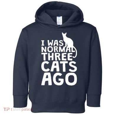 I Was Normal Three Cats Ago LOL Funny Cat Toddler Hoodie