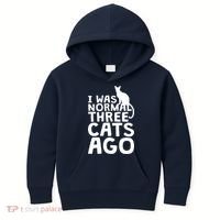 I Was Normal Three Cats Ago LOL Funny Cat Kids Hoodie thumb 0
