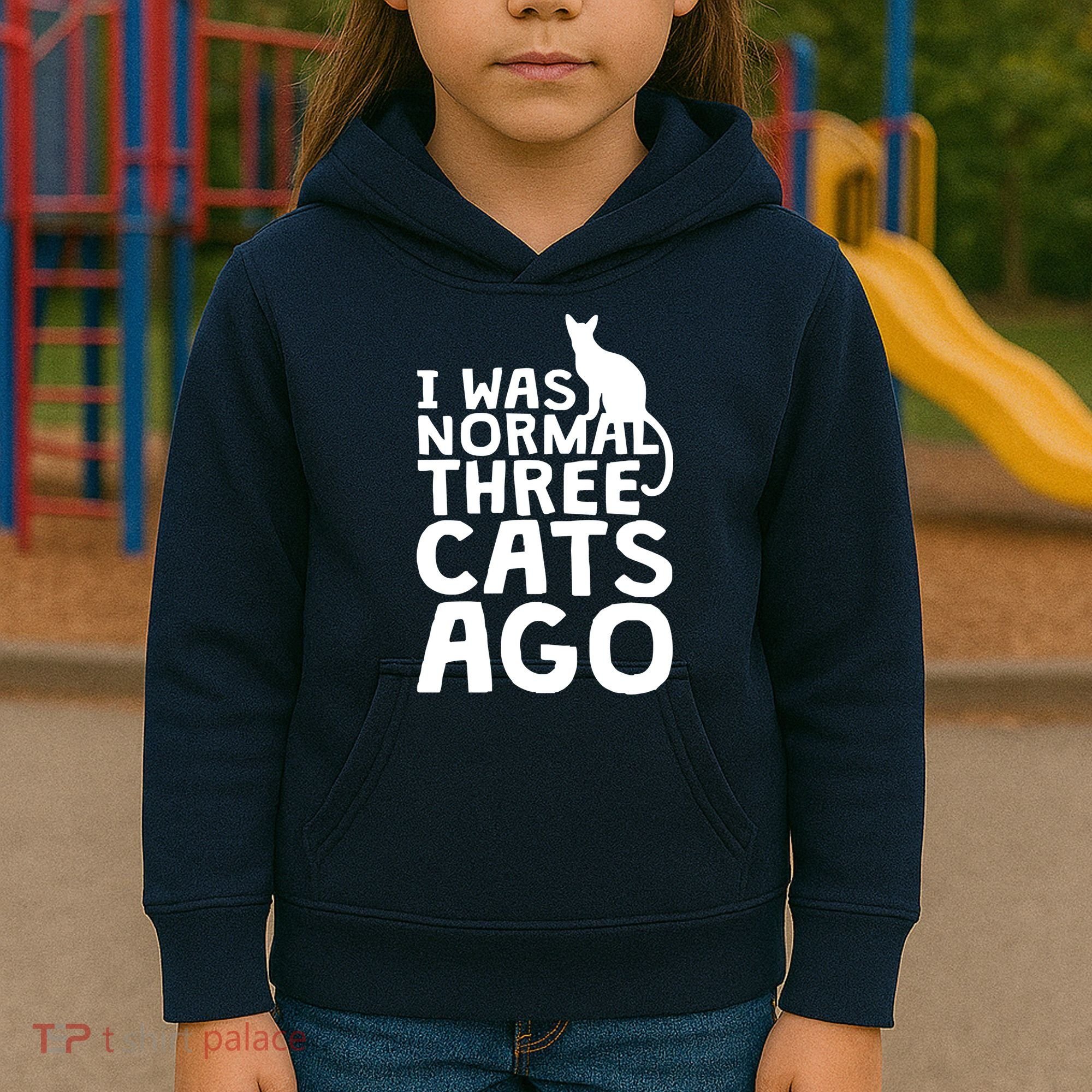 I Was Normal Three Cats Ago LOL Funny Cat Kids Hoodie