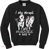 I Was Normal 2 Siberian Huskies Ago Awesome Cute Dog Kids Sweatshirt thumb 0