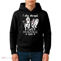 I Was Normal 2 Siberian Huskies Ago Awesome Cute Dog Kids Hoodie thumb 4